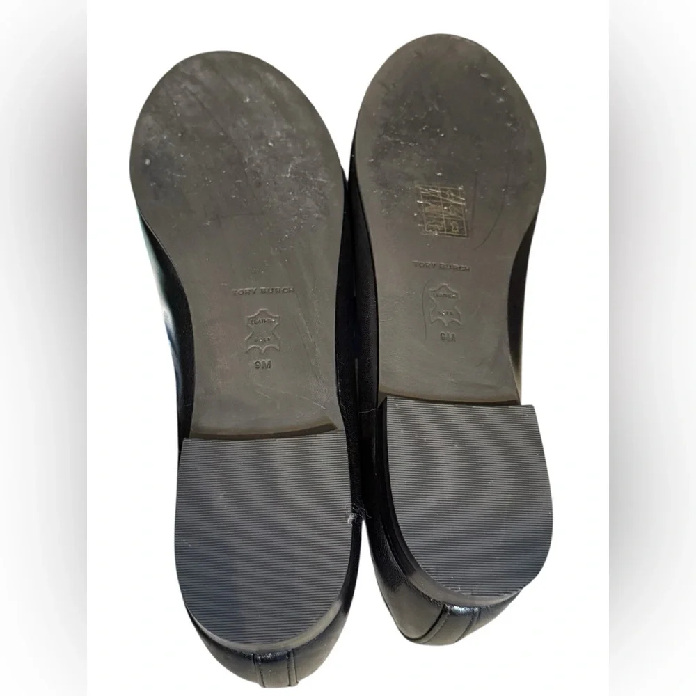 Tory Burch Glossy Black Flats with Bow Detail 9M